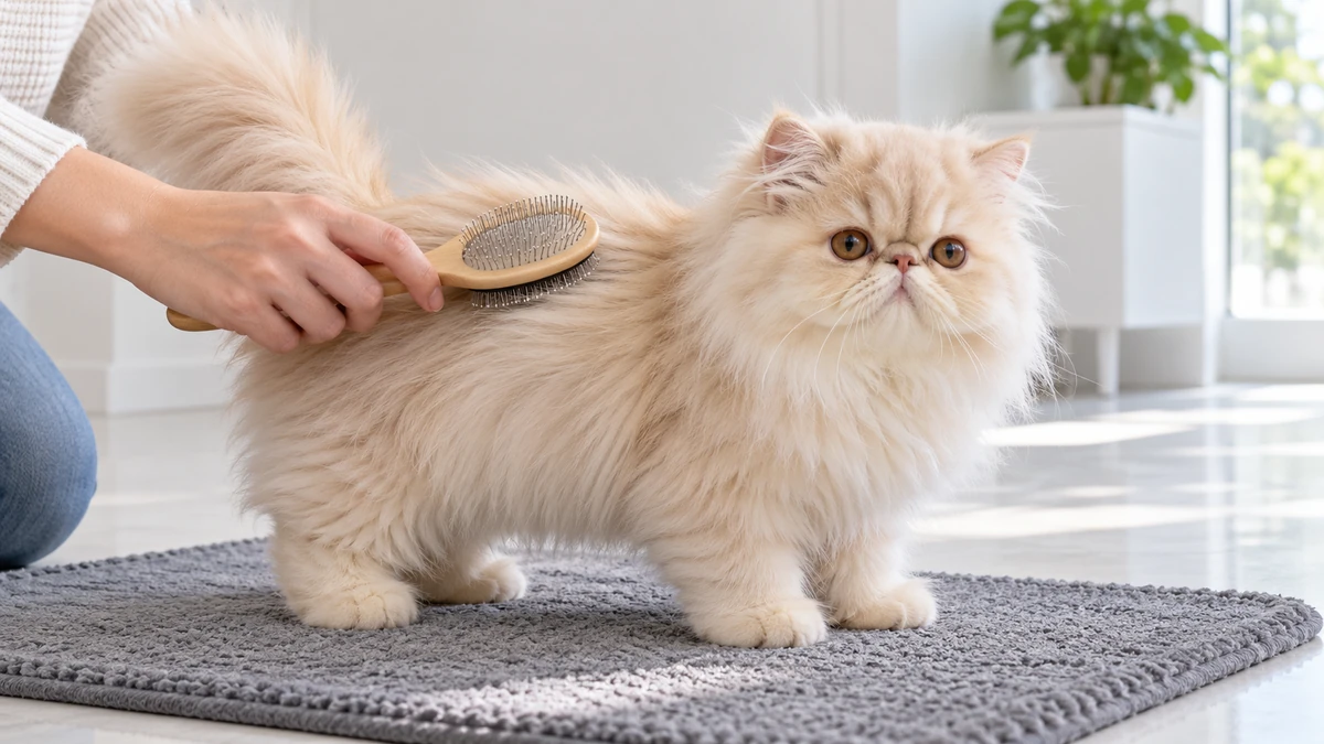 İran Kedisi yavru kedi — tüy bakımı ve fırçalama