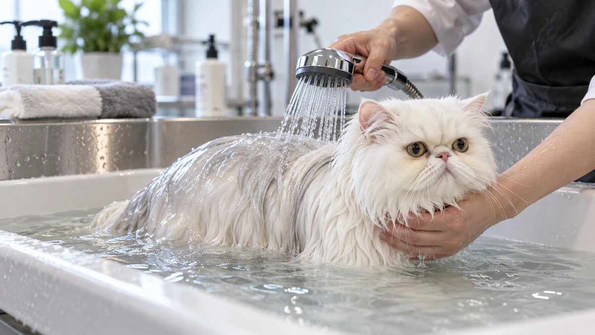 İran Kedisi kedi — banyo ve temizlik